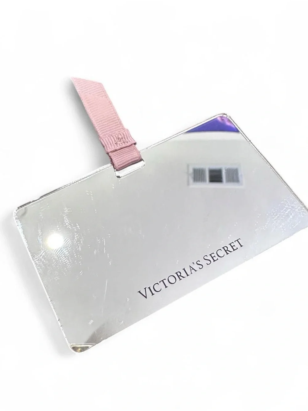 Victoria's Secret Green Croc-Embossed Card Holder Keychain with Mirror
